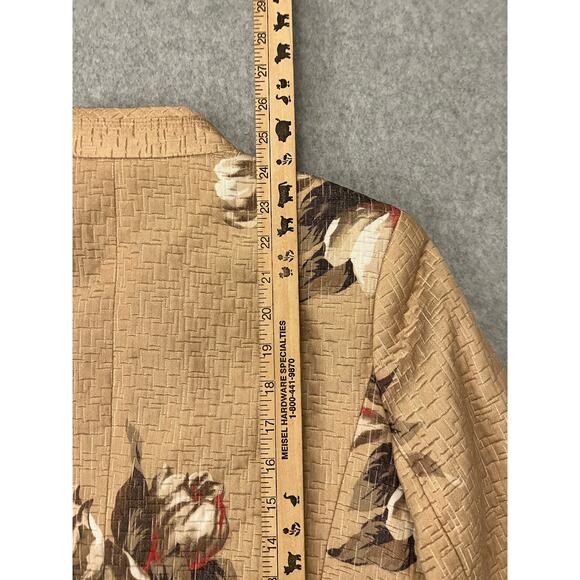 Liz Claiborne Studio Floral Cardigan Blazer Womens Medium Lined Open Front Brown - Picture 10 of 16